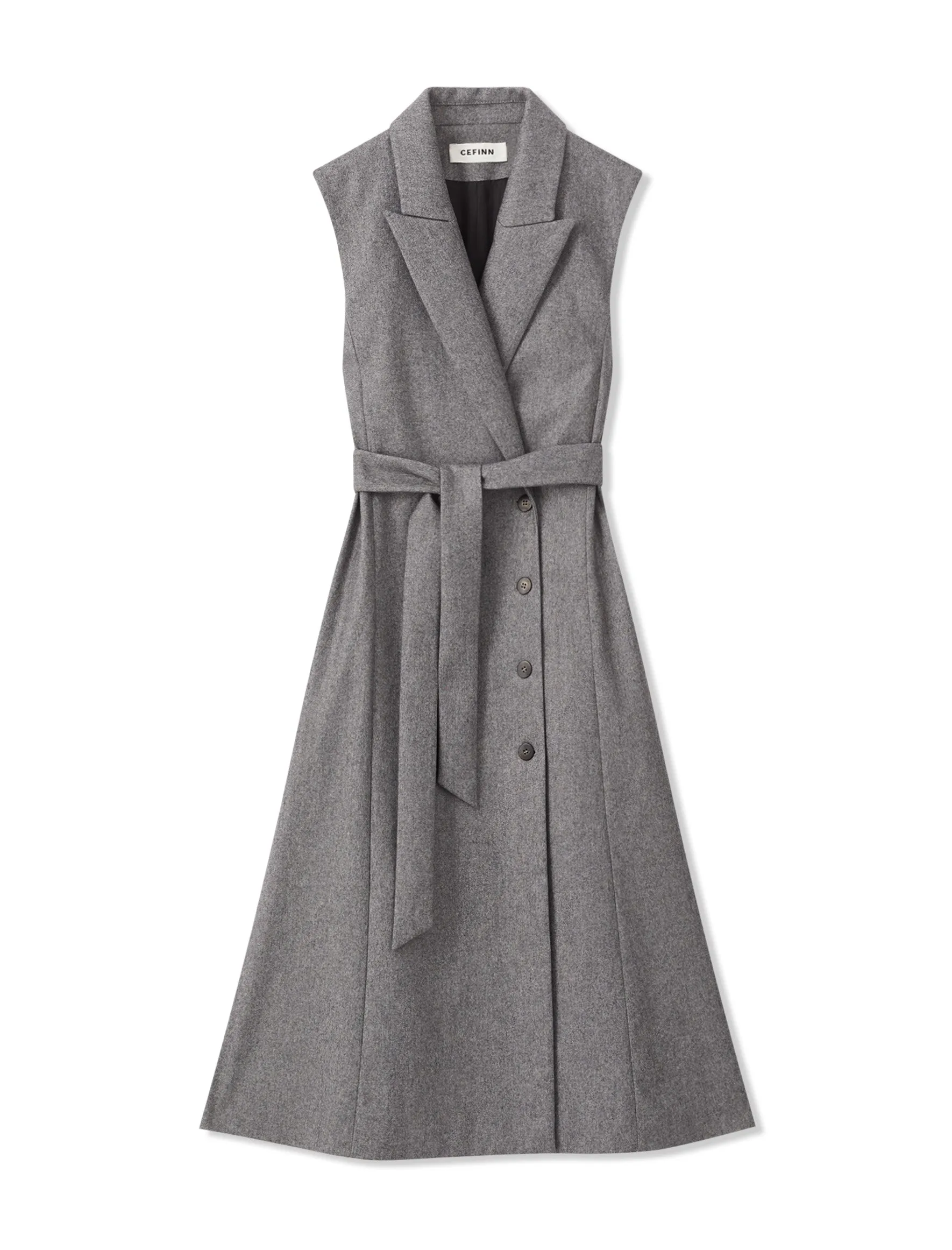 Vanessa Sleeveless, Felted Wool Layering Coat Dress  -  Grey Melange