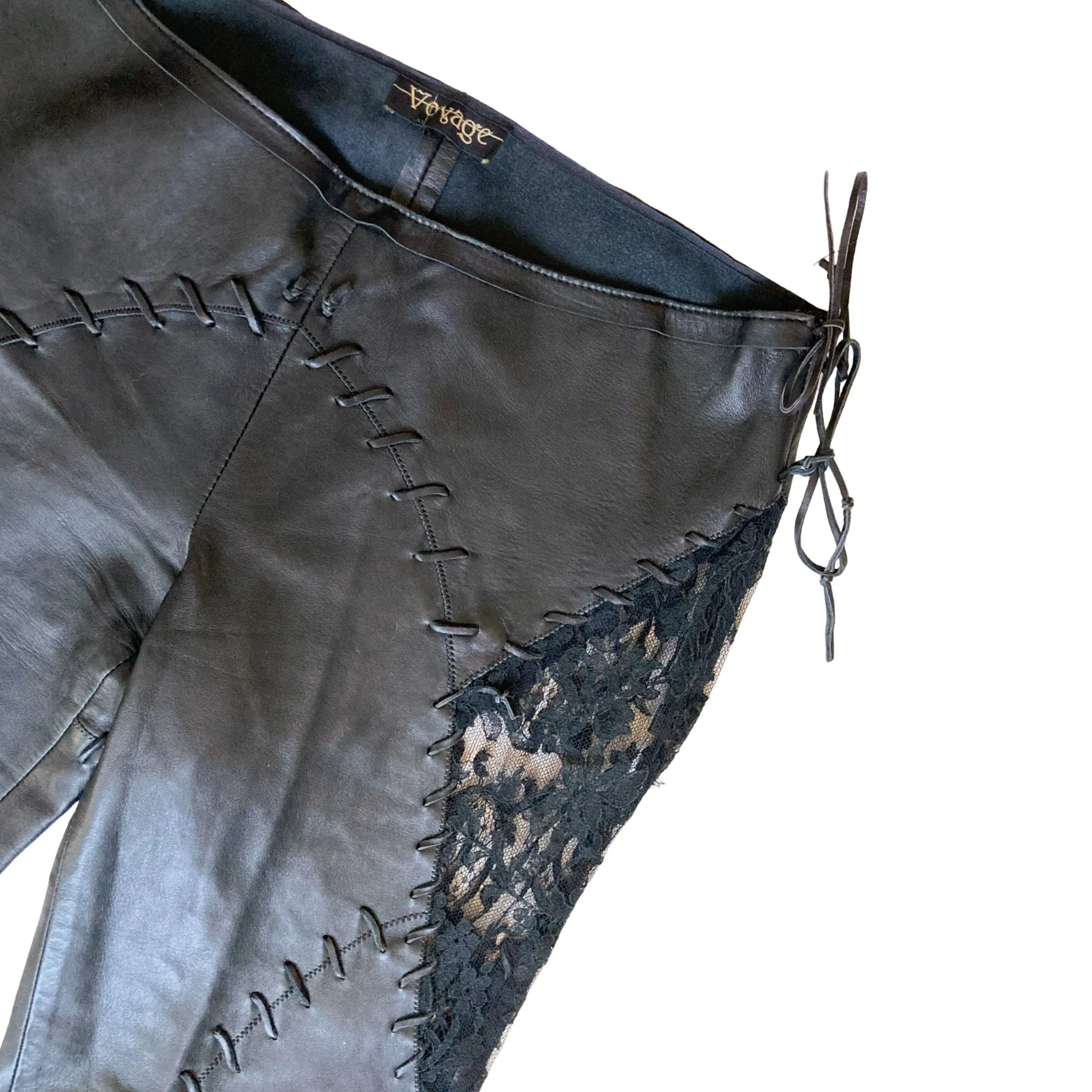 Voyage F/W 2002 leather & lace pants (runway)