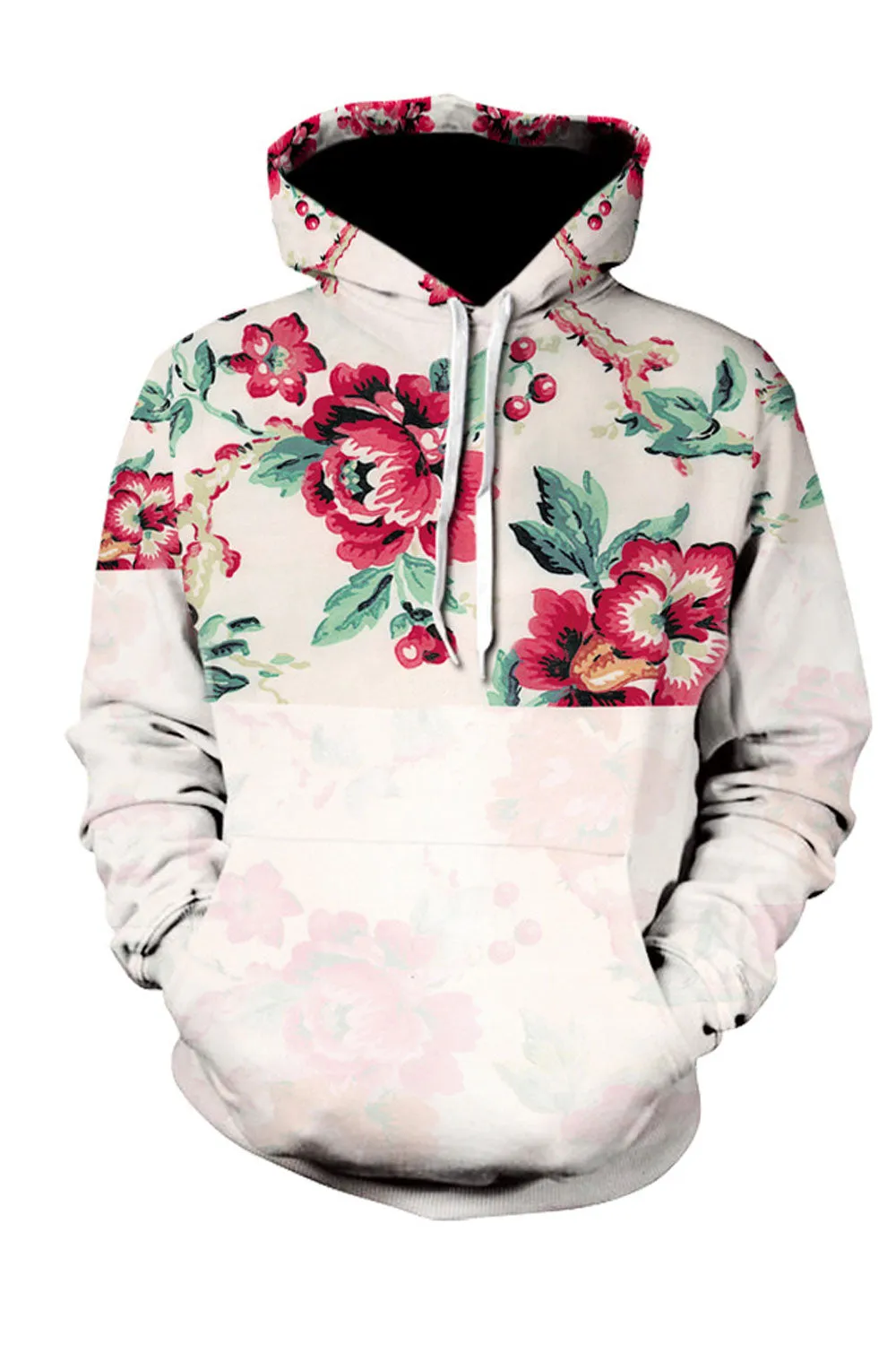 Women Long Sleeve High Collar Floral Hoodie - C1657ZBH