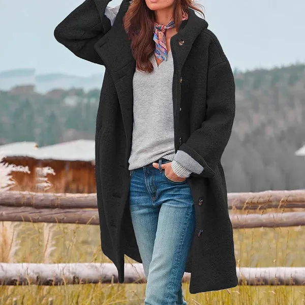 Women's Elegant Wool Coat with Button Features | Ideal for Autumn/Winter