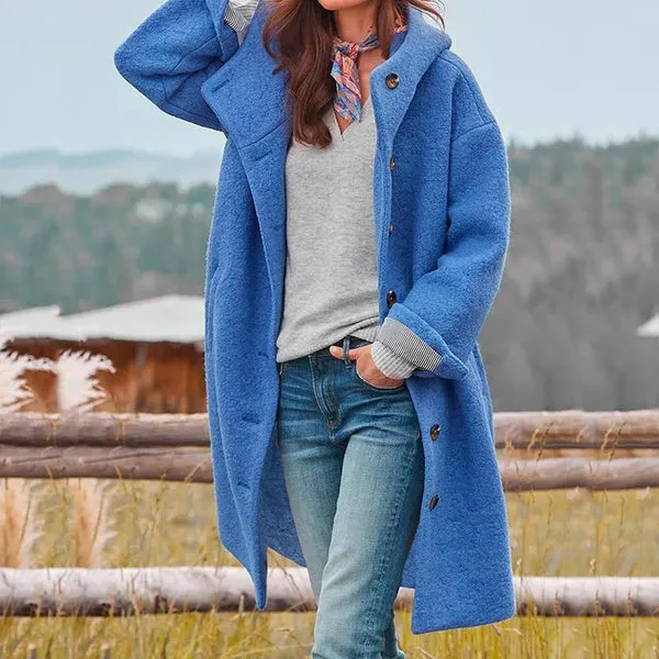 Women's Elegant Wool Coat with Button Features | Ideal for Autumn/Winter