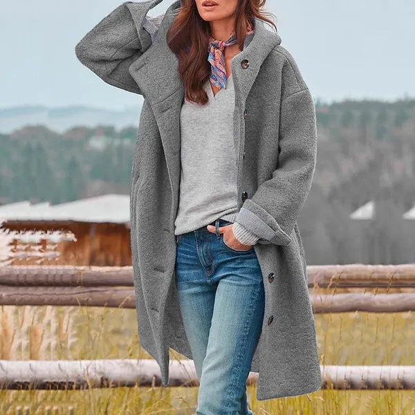 Women's Elegant Wool Coat with Button Features | Ideal for Autumn/Winter