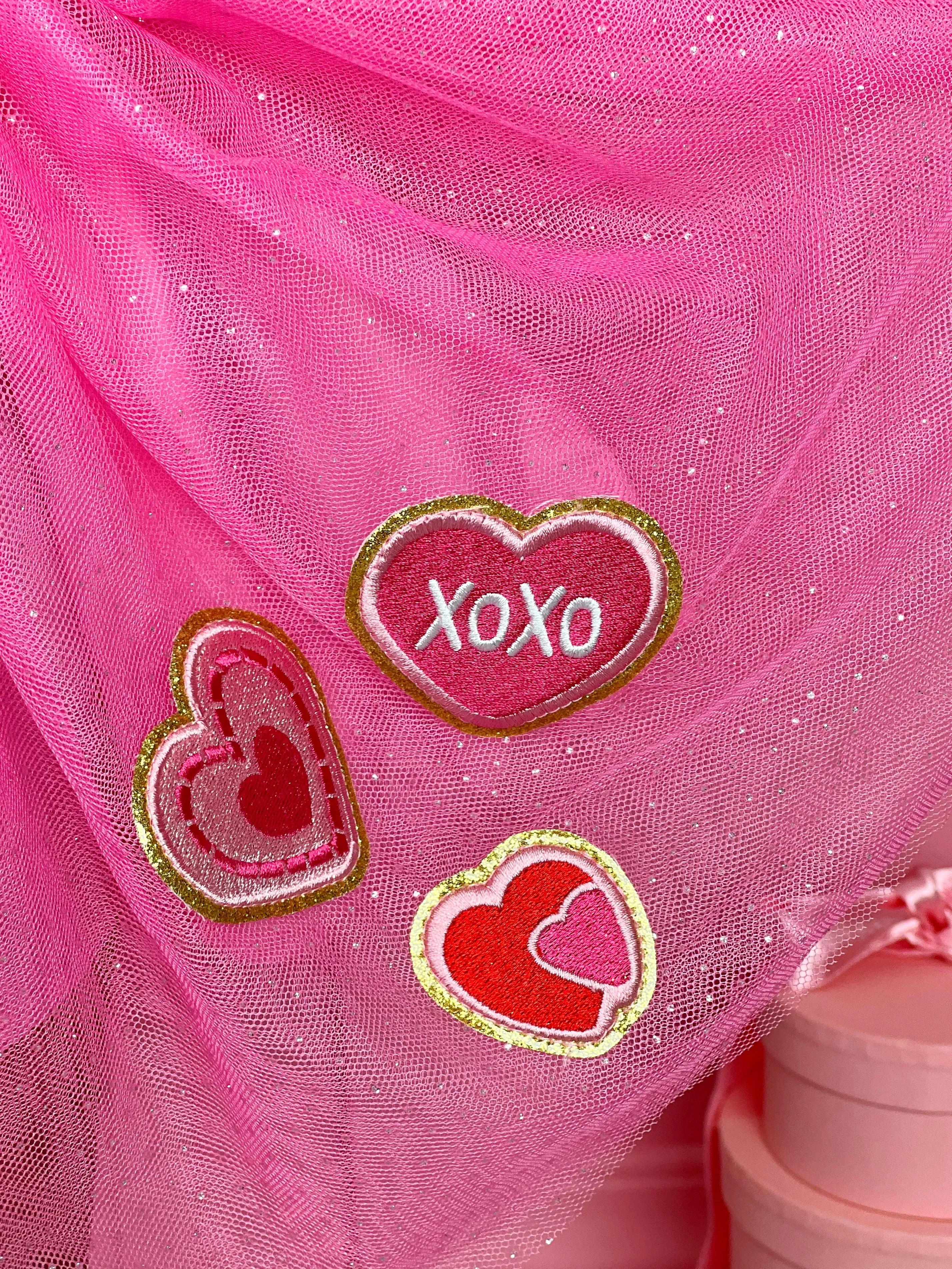 XOXO Embroidered Sweater and Heart Patch Tutu Skirt Set