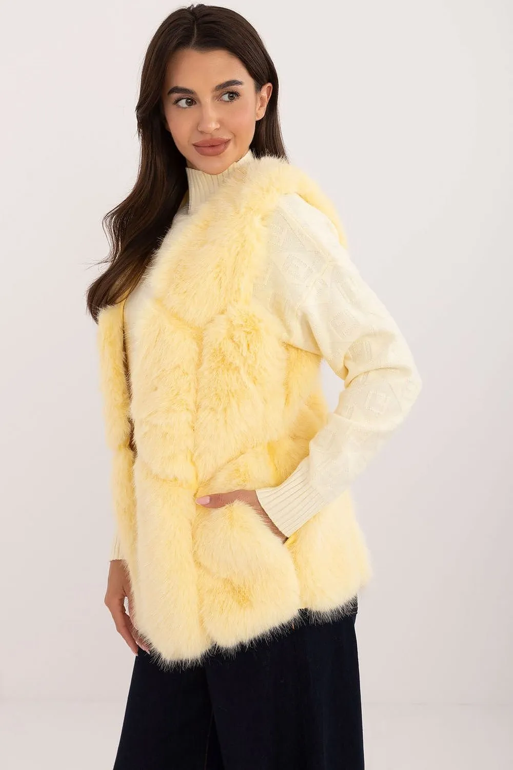 Yellow Fur Vest