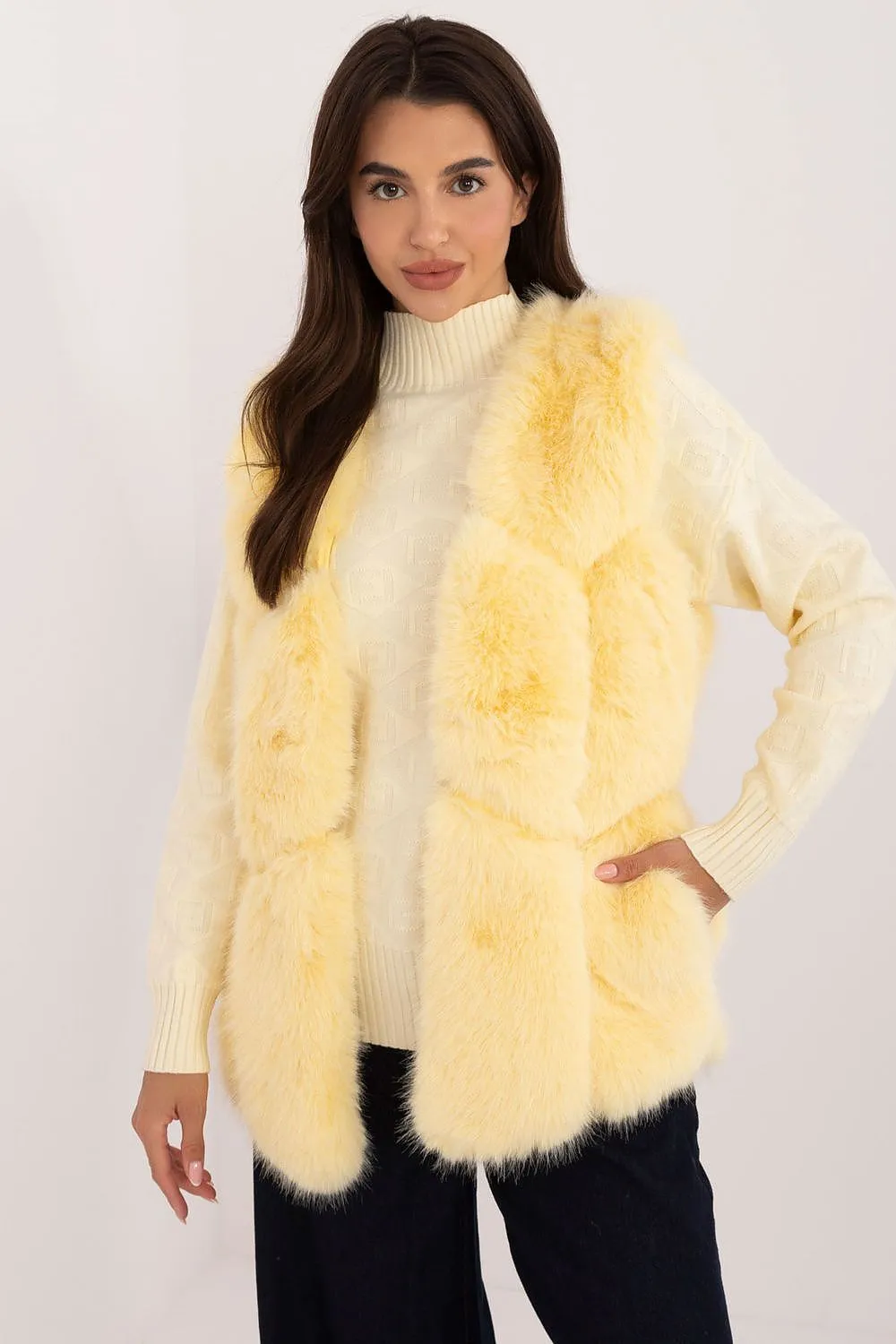 Yellow Fur Vest